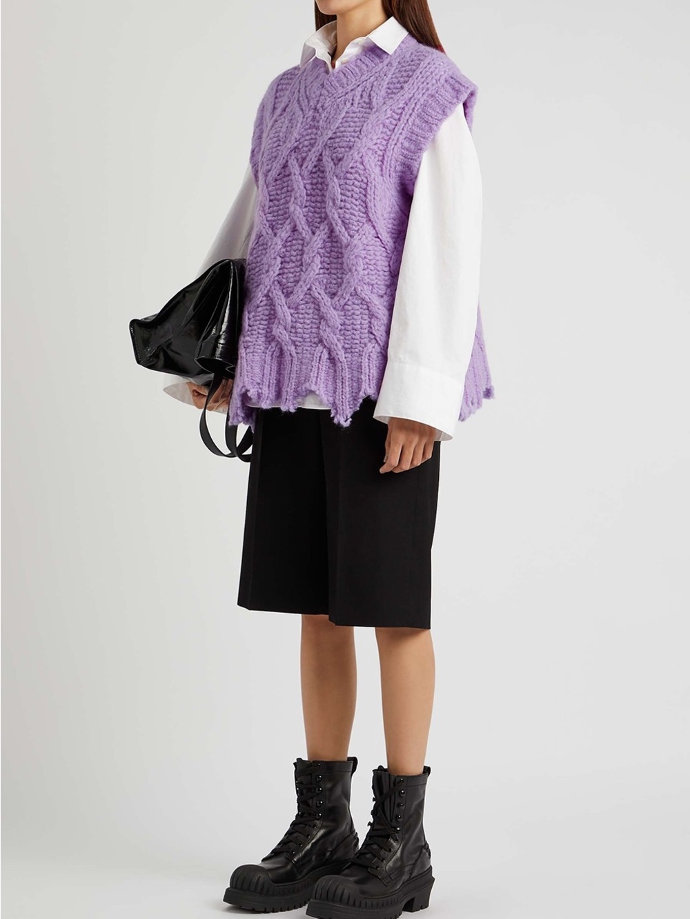 Acne Studios Kandren Distressed Sweater Vest in Lilac Size S